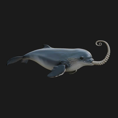 Narwhal Whale Statue Design 4 3D Print Model