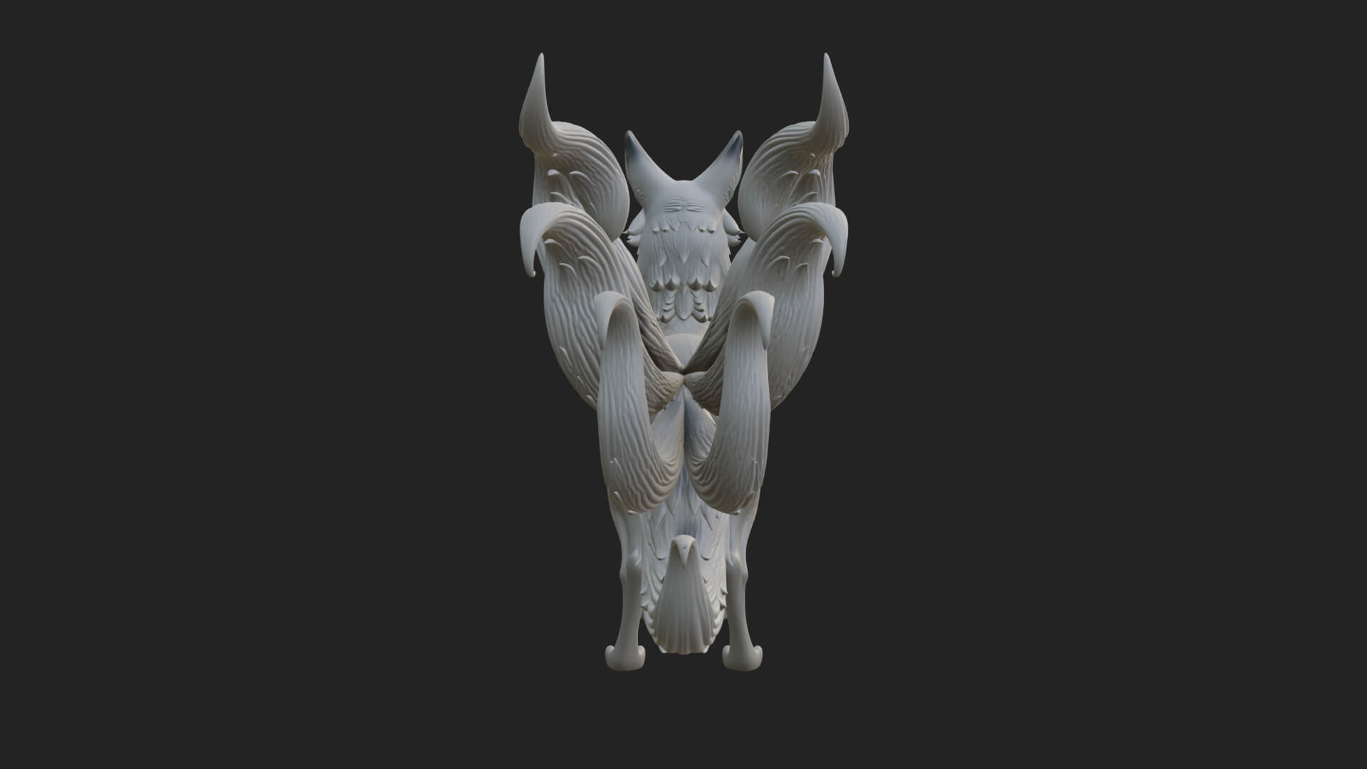 Nine-Tailed Fox Statue Design 1 3D Print Model 3D Model