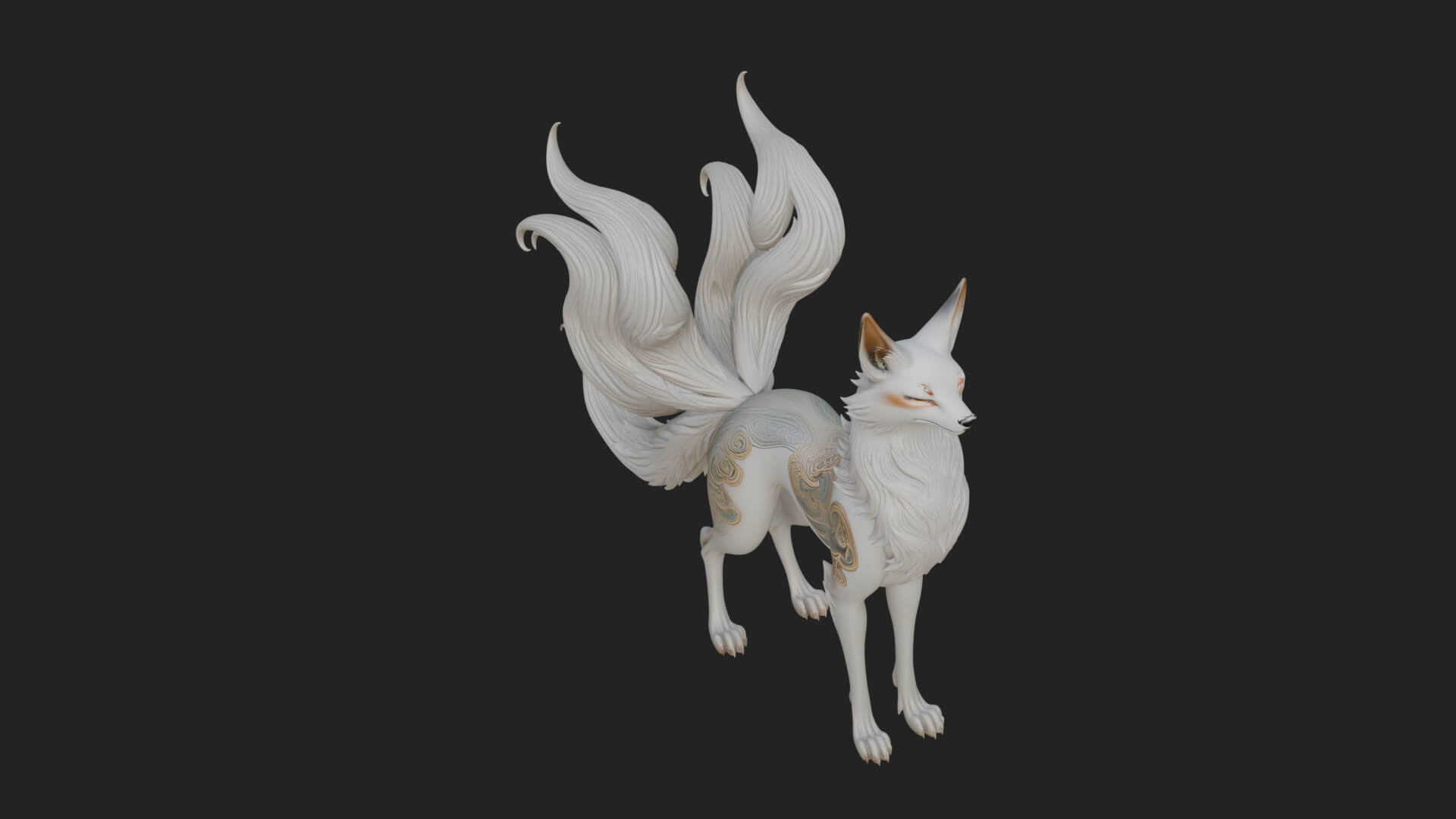 Nine-Tailed Fox Statue Design 1 3D Print Model 3D Model