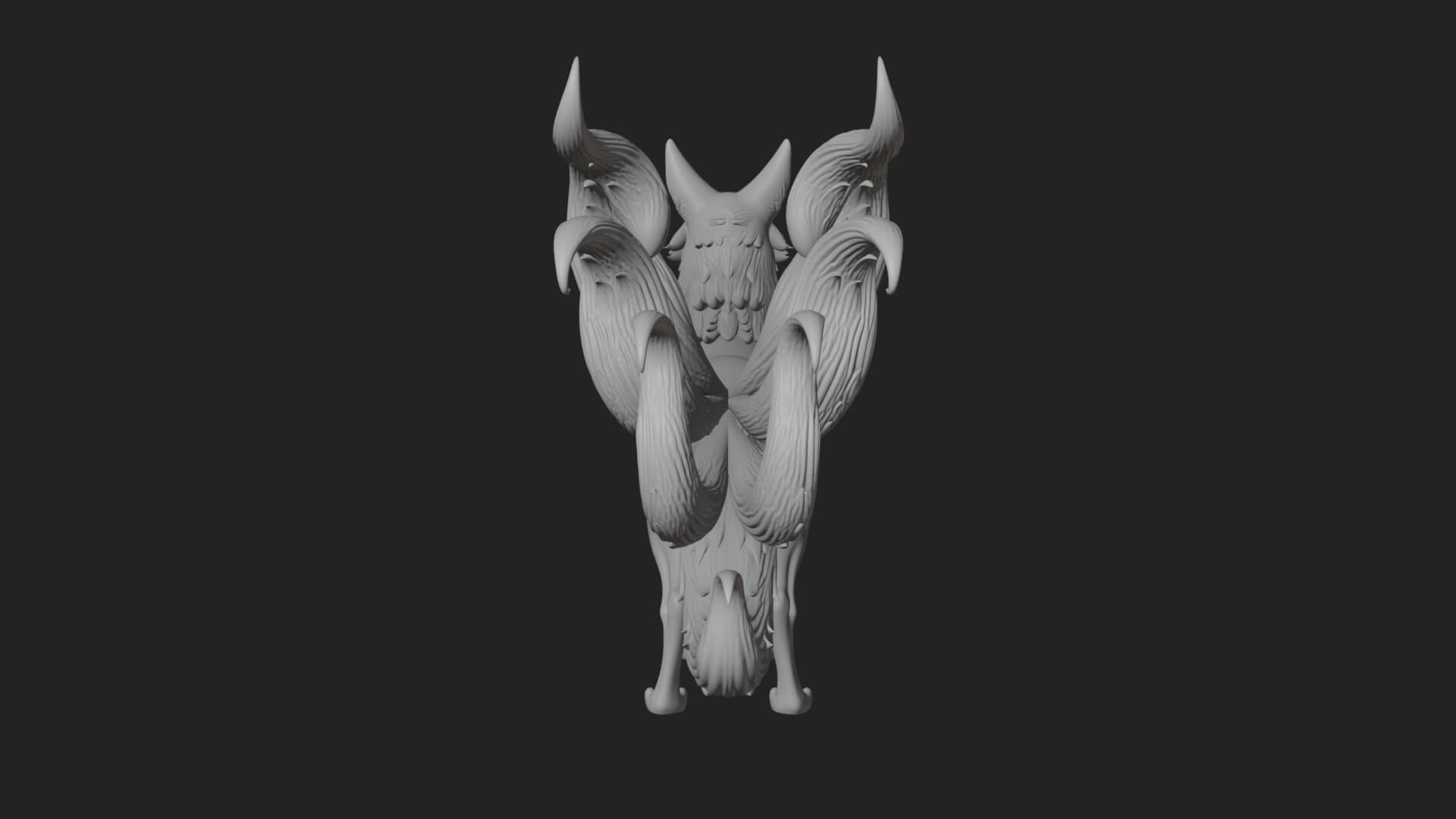 Nine-Tailed Fox Statue Design 1 3D Print Model 3D Model