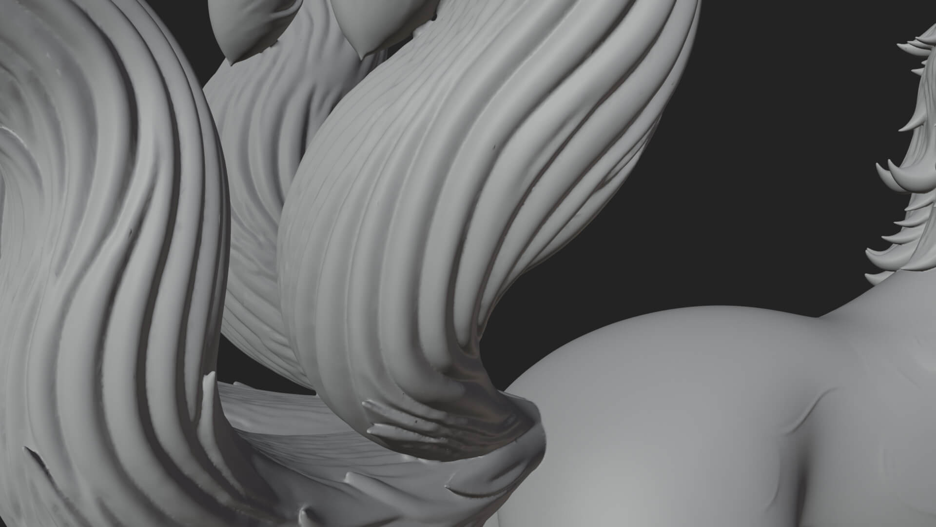 Nine-Tailed Fox Statue Design 1 3D Print Model 3D Model