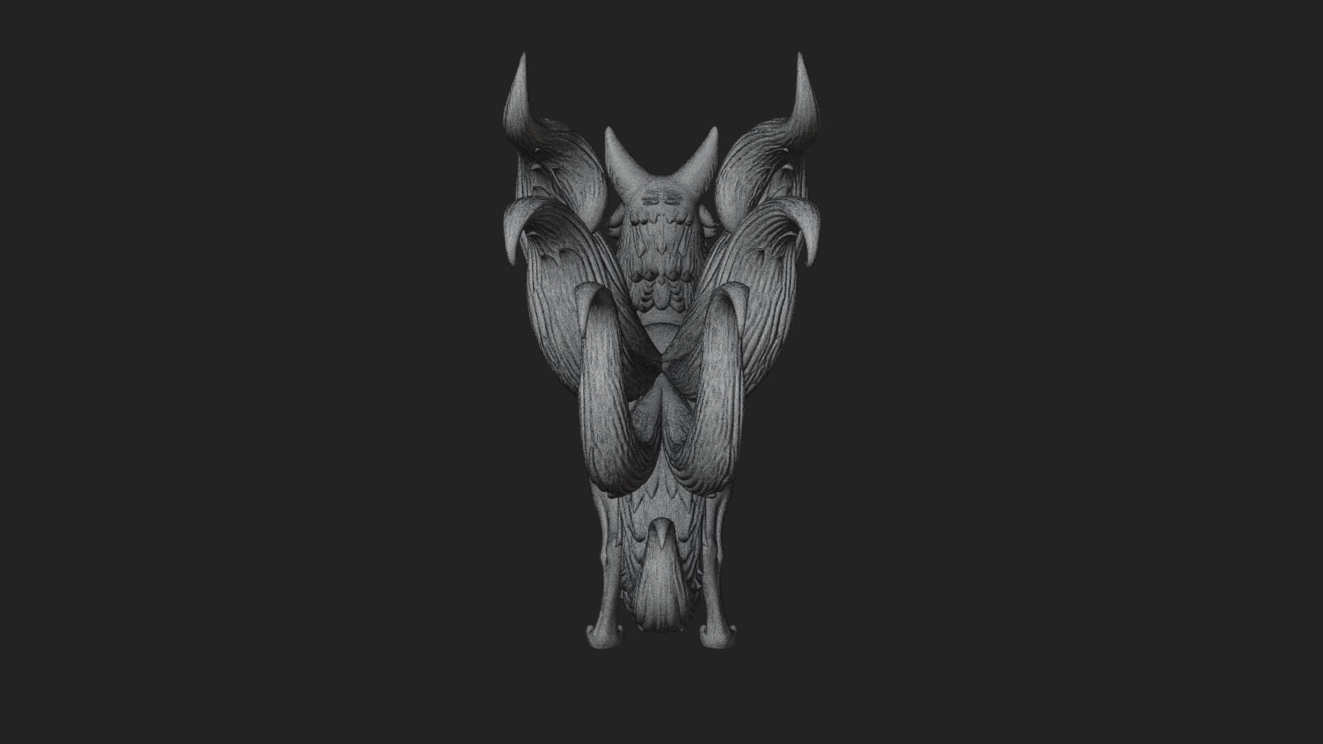 Nine-Tailed Fox Statue Design 1 3D Print Model 3D Model