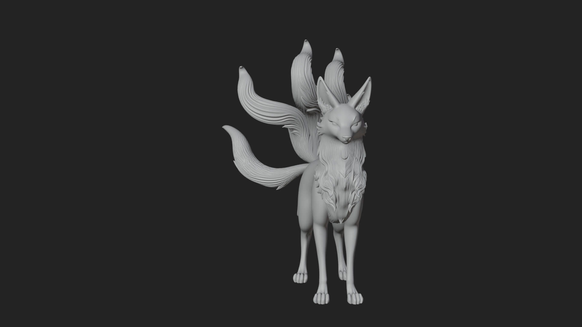 Nine-Tailed Fox Statue Design 2 3D Print Model 3D Model