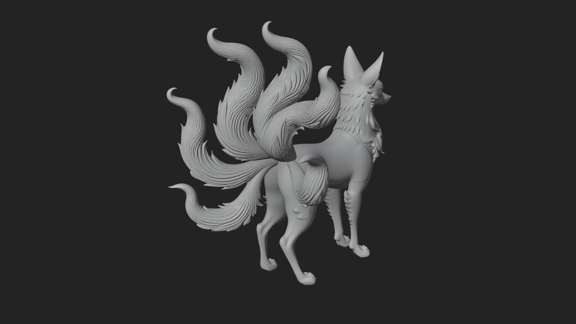 Nine-Tailed Fox Statue Design 2 3D Print Model 3D Model