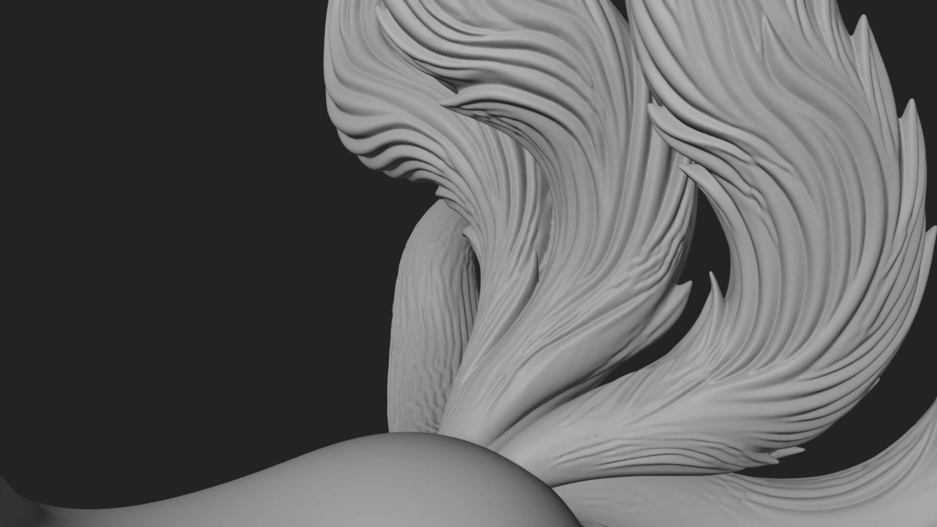 Nine-Tailed Fox Statue Design 2 3D Print Model 3D Model