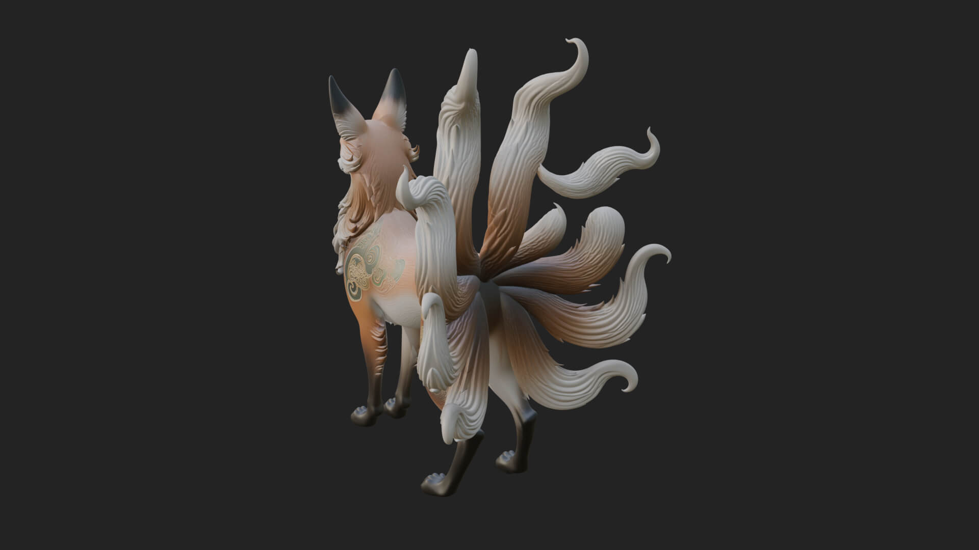 Nine-Tailed Fox Statue Design 3 3D Print Model 3D Model