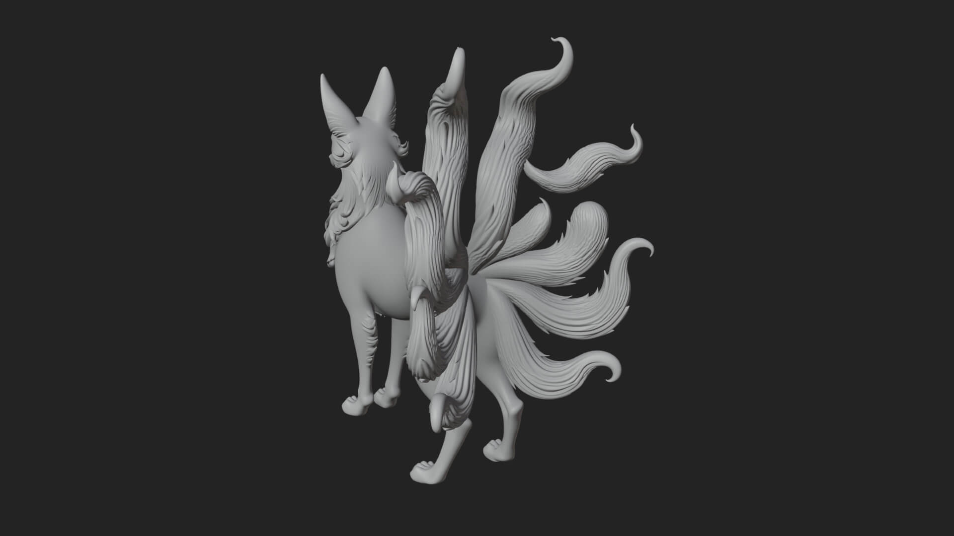 Nine-Tailed Fox Statue Design 3 3D Print Model 3D Model