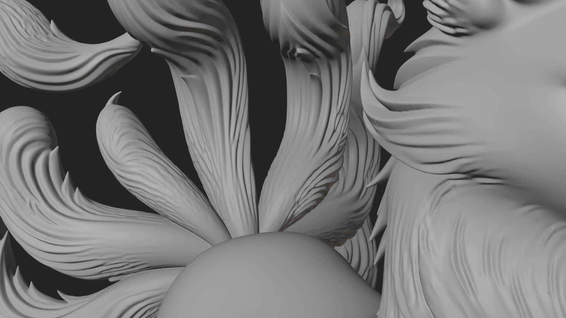 Nine-Tailed Fox Statue Design 3 3D Print Model 3D Model