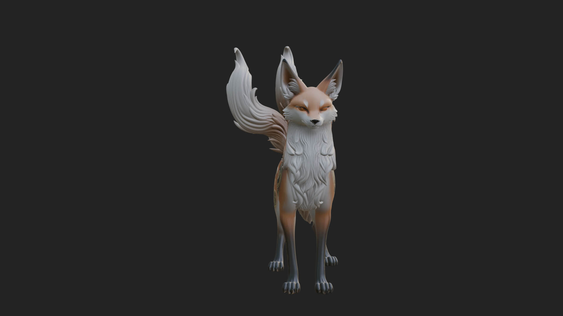 Nine-Tailed Fox Statue Design 4 3D Print Model 3D Model