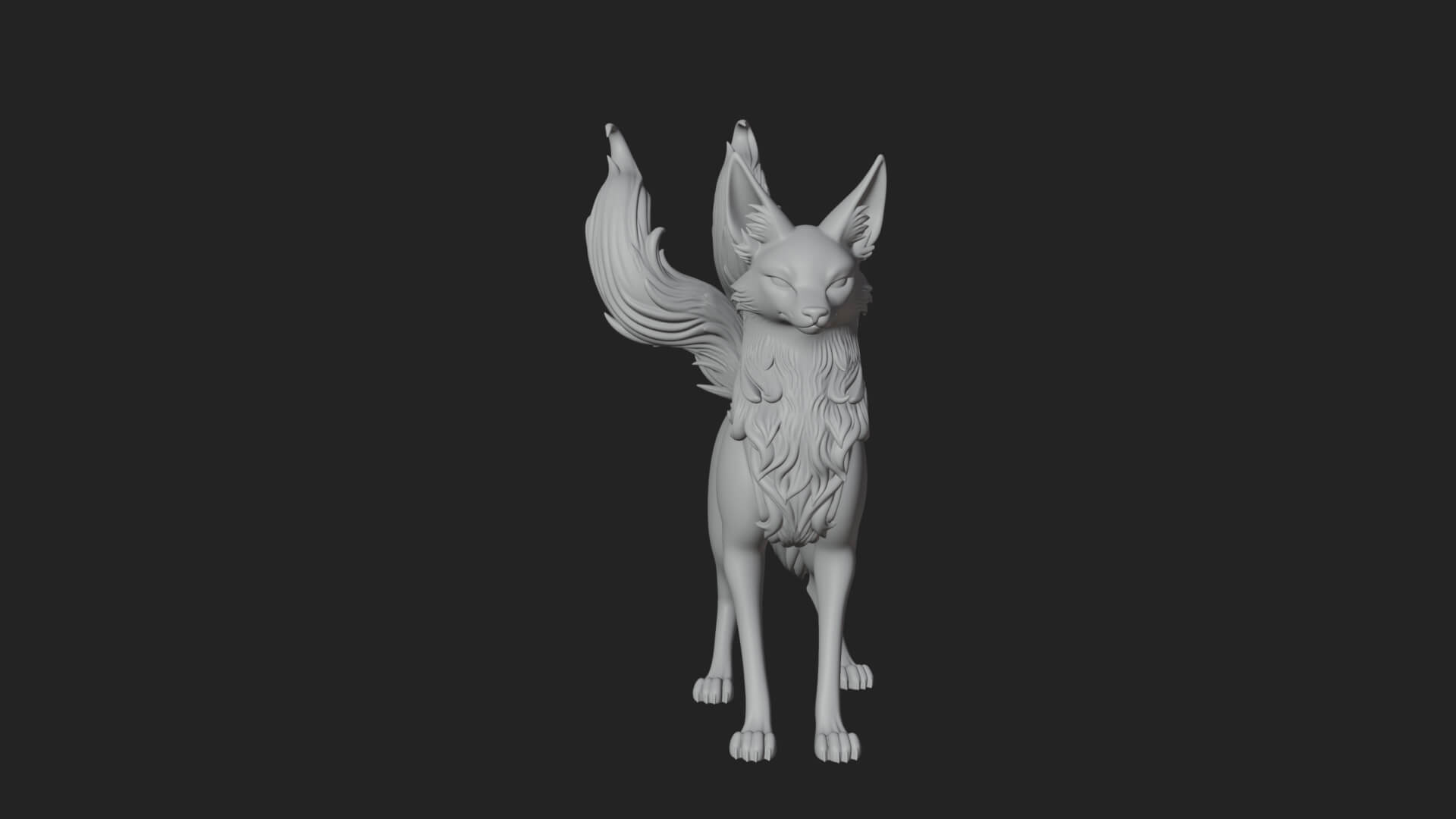 Nine-Tailed Fox Statue Design 4 3D Print Model 3D Model