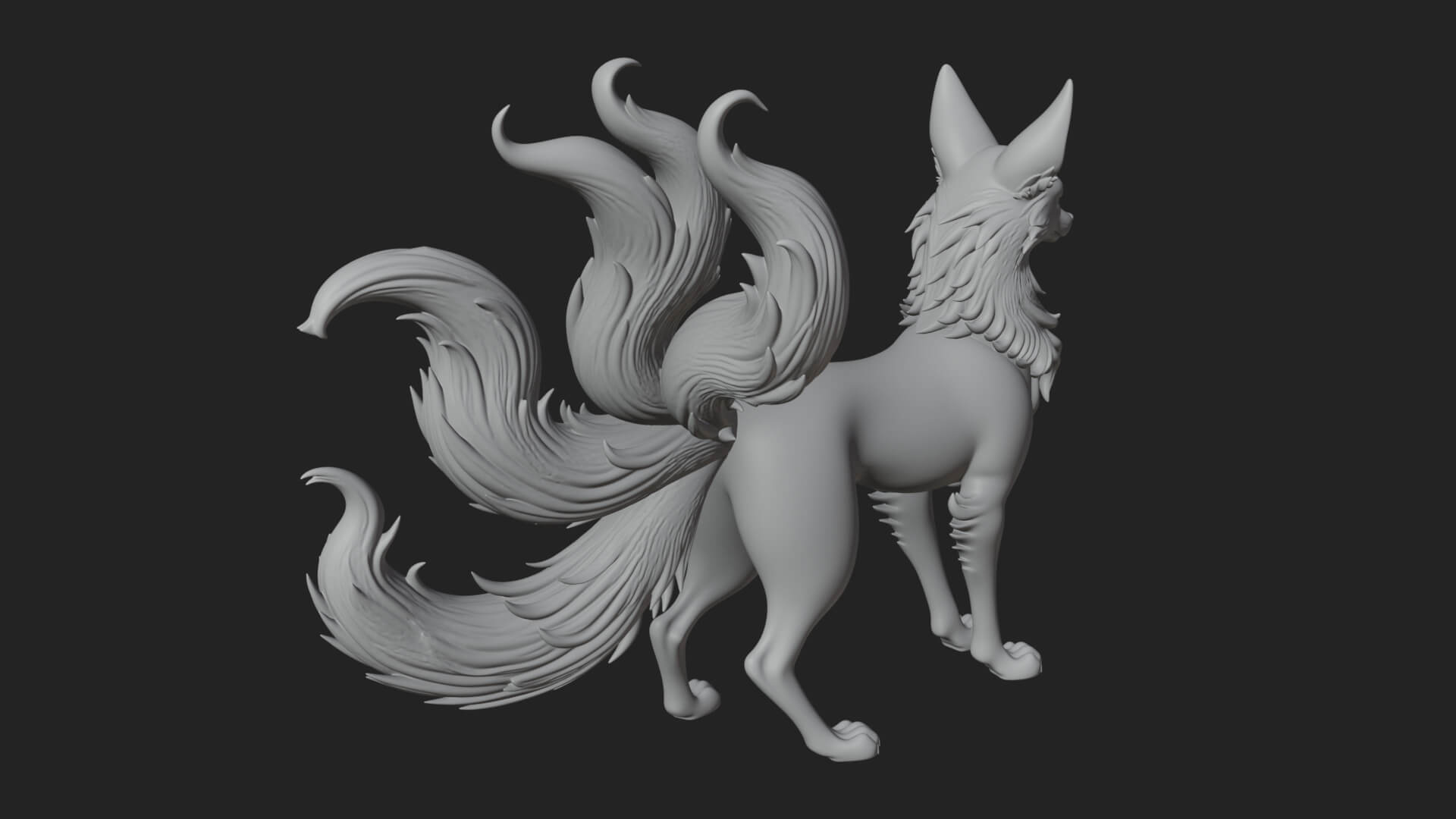 Nine-Tailed Fox Statue Design 4 3D Print Model 3D Model