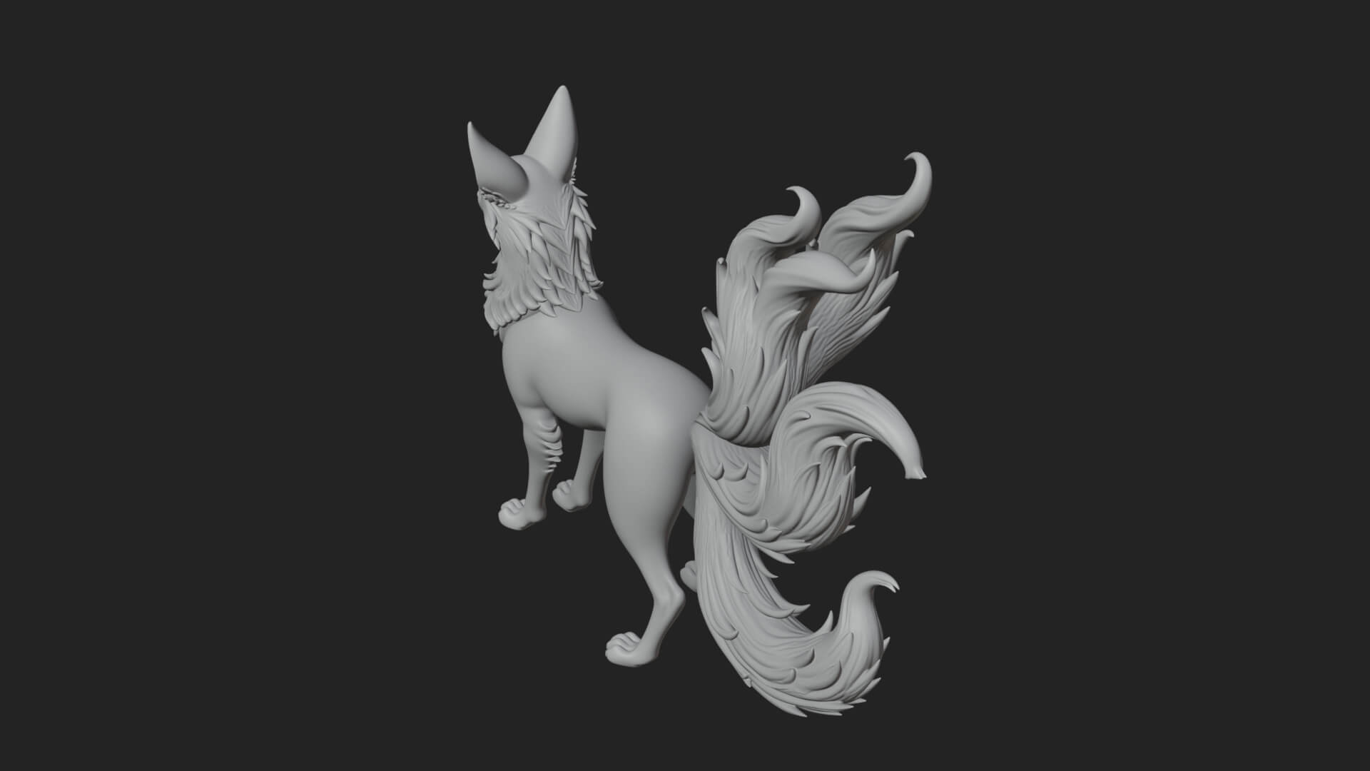 Nine-Tailed Fox Statue Design 4 3D Print Model 3D Model
