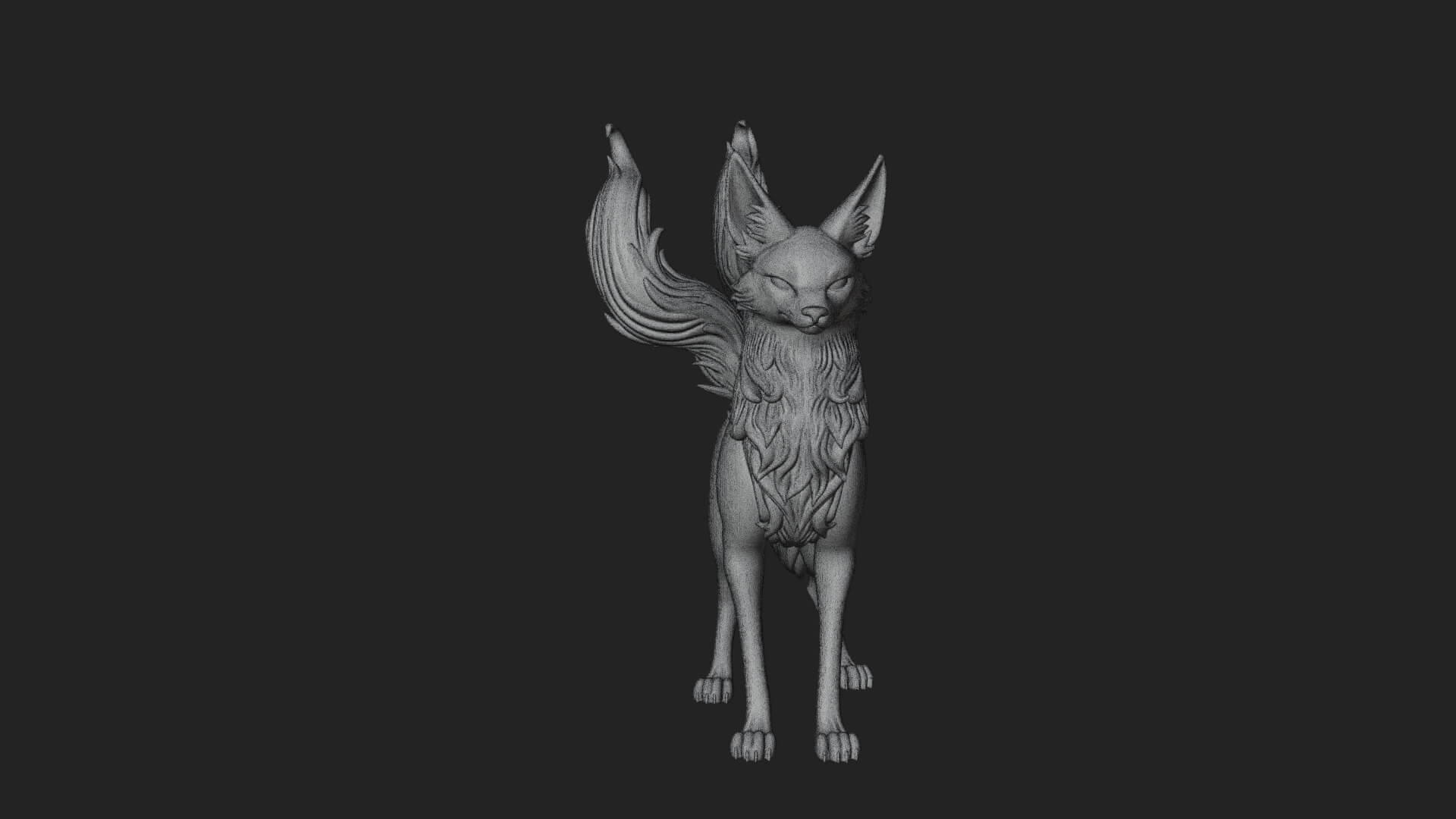 Nine-Tailed Fox Statue Design 4 3D Print Model 3D Model
