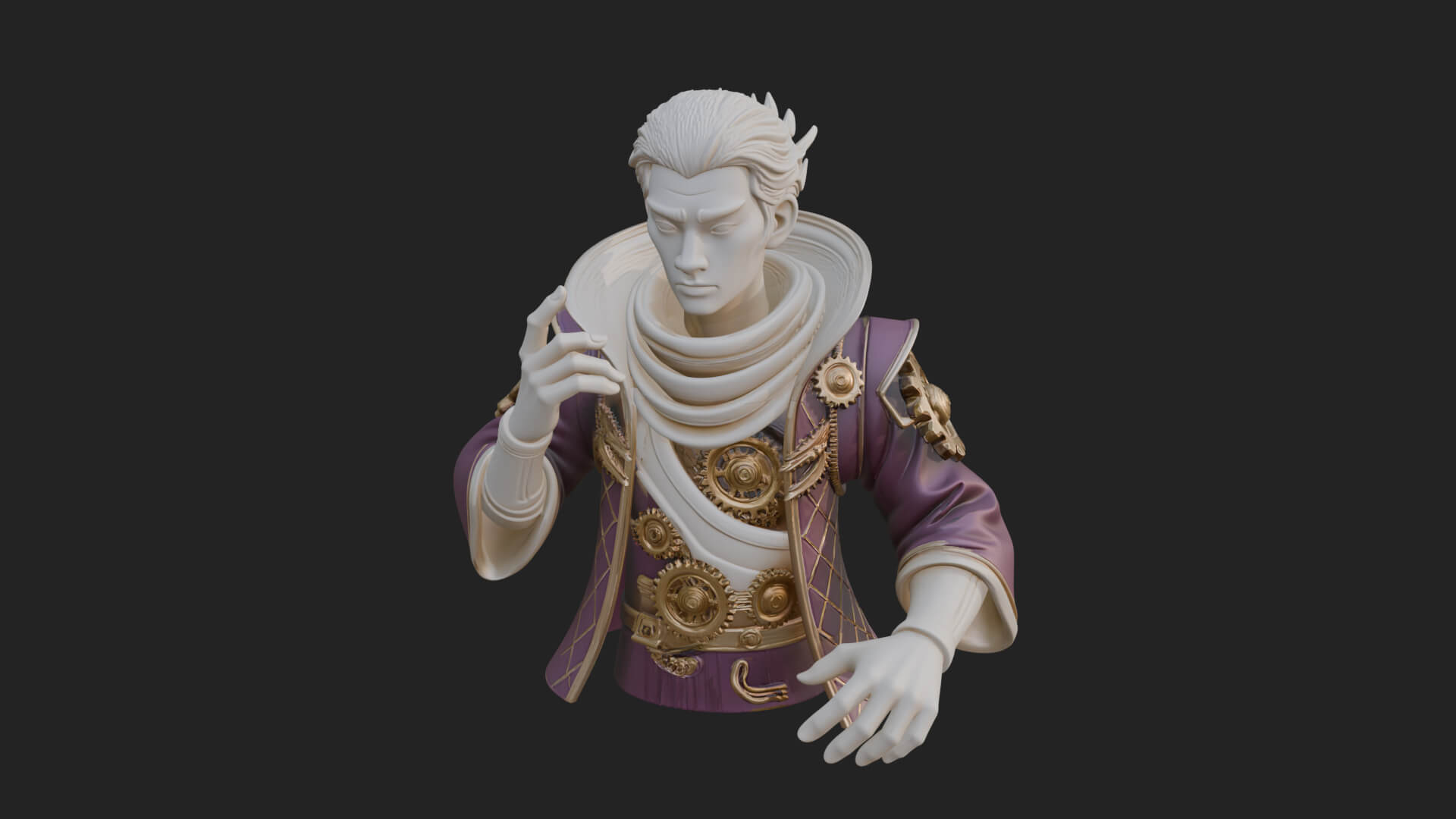 Noble Vampire Bust Statue Design 1 3D Print Model 3D Model
