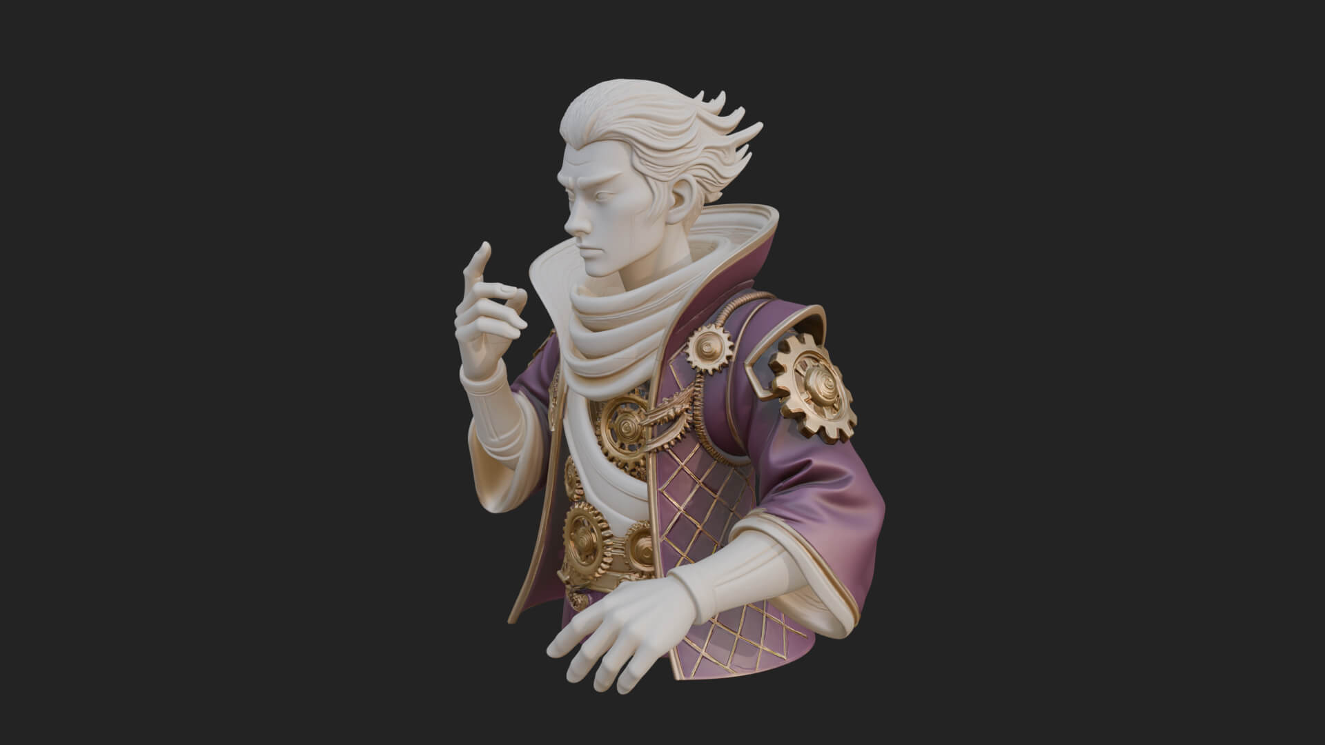 Noble Vampire Bust Statue Design 1 3D Print Model 3D Model
