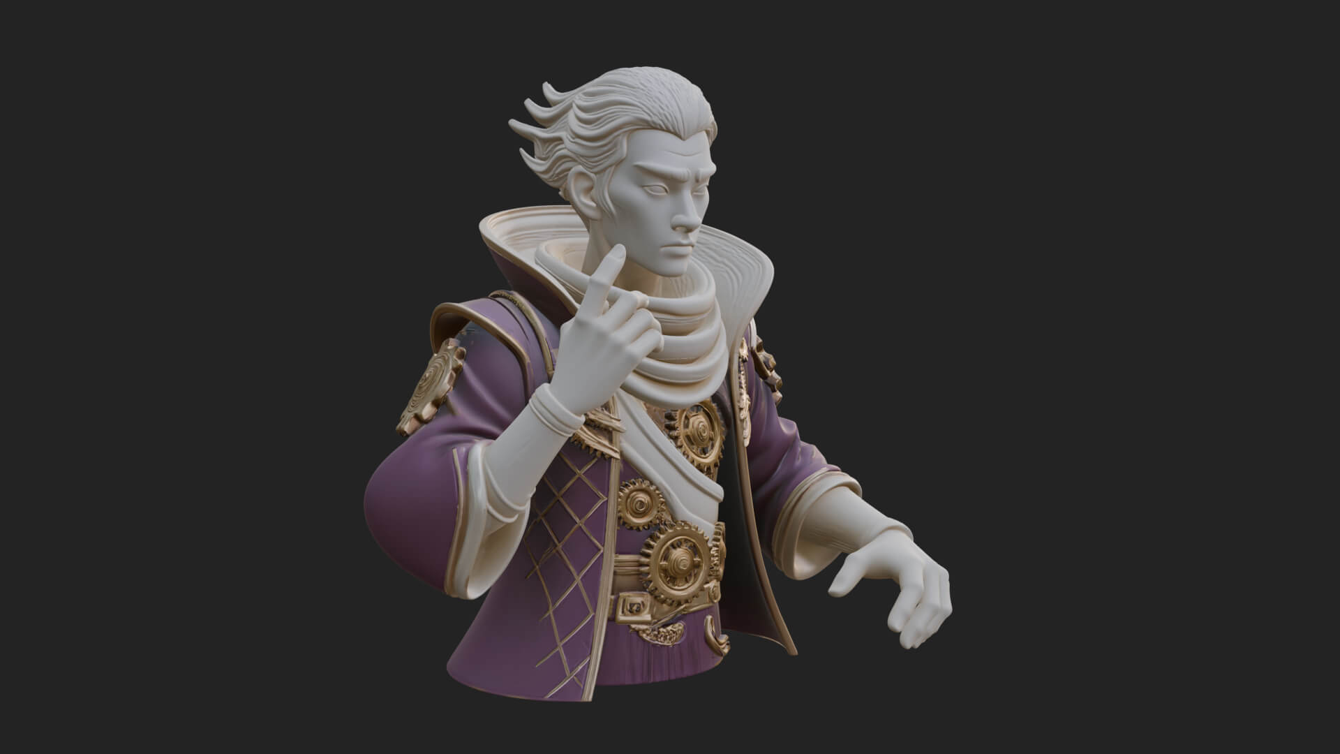 Noble Vampire Bust Statue Design 1 3D Print Model 3D Model