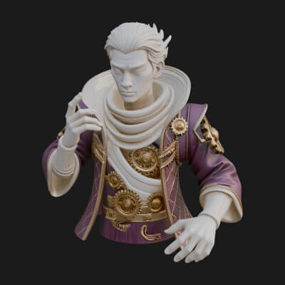 Noble Vampire Bust Statue Design 1 3D Print Model