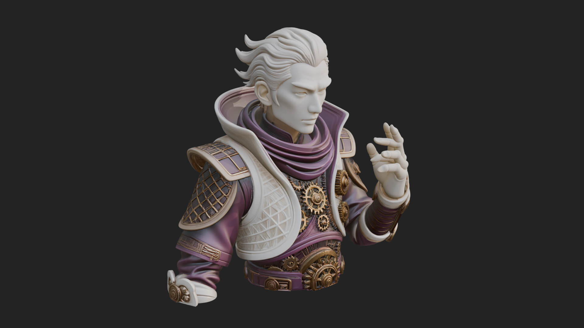 Noble Vampire Bust Statue Design 2 3D Print Model 3D Model