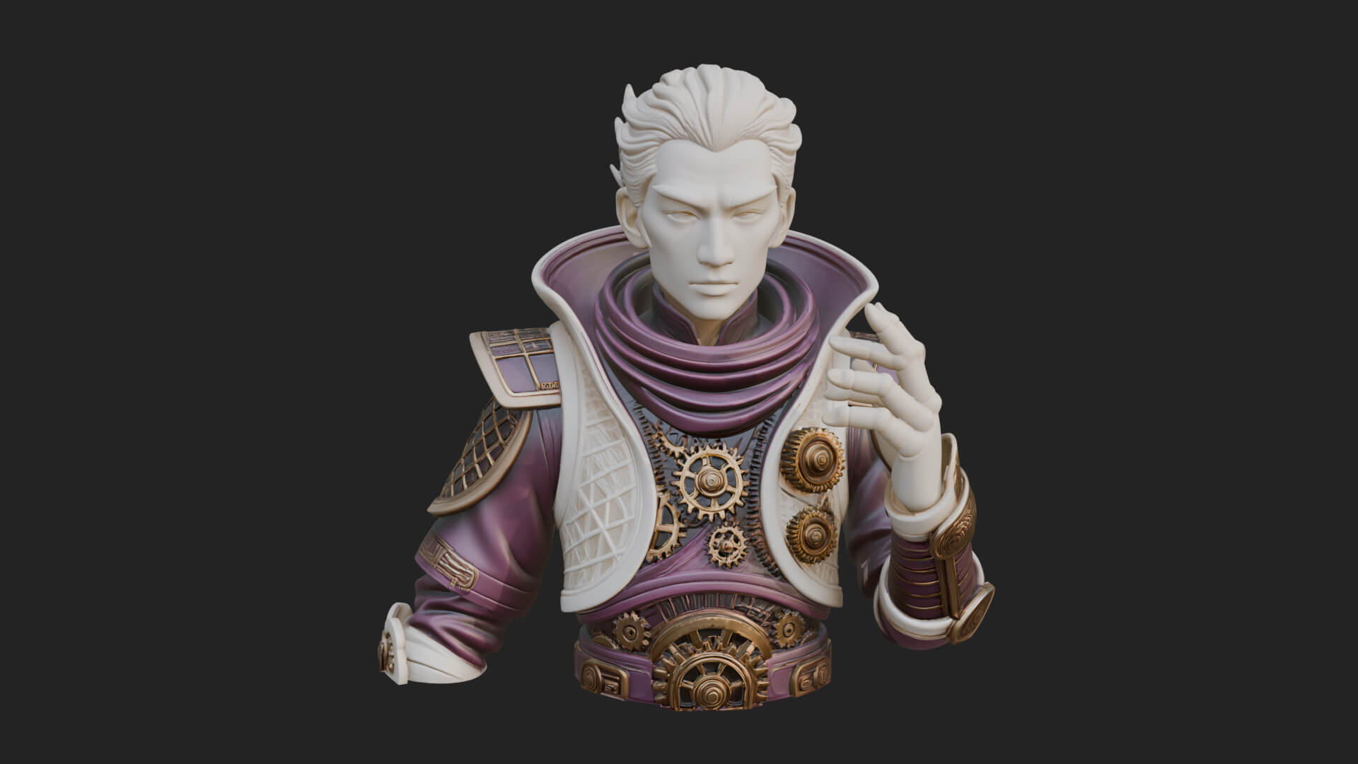 Noble Vampire Bust Statue Design 2 3D Print Model 3D Model
