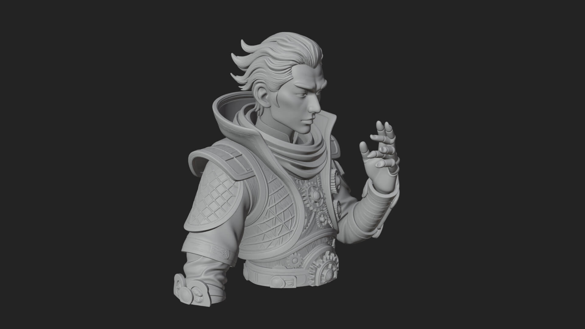 Noble Vampire Bust Statue Design 2 3D Print Model 3D Model