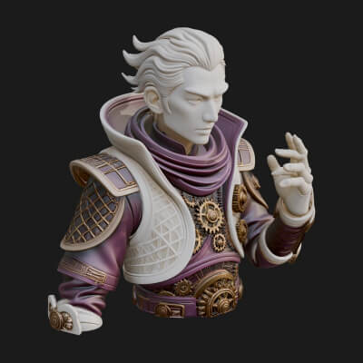 Noble Vampire Bust Statue Design 2 3D Print Model