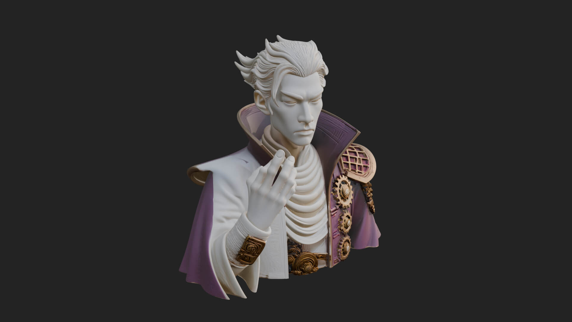 Noble Vampire Bust Statue Design 3 3D Print Model 3D Model