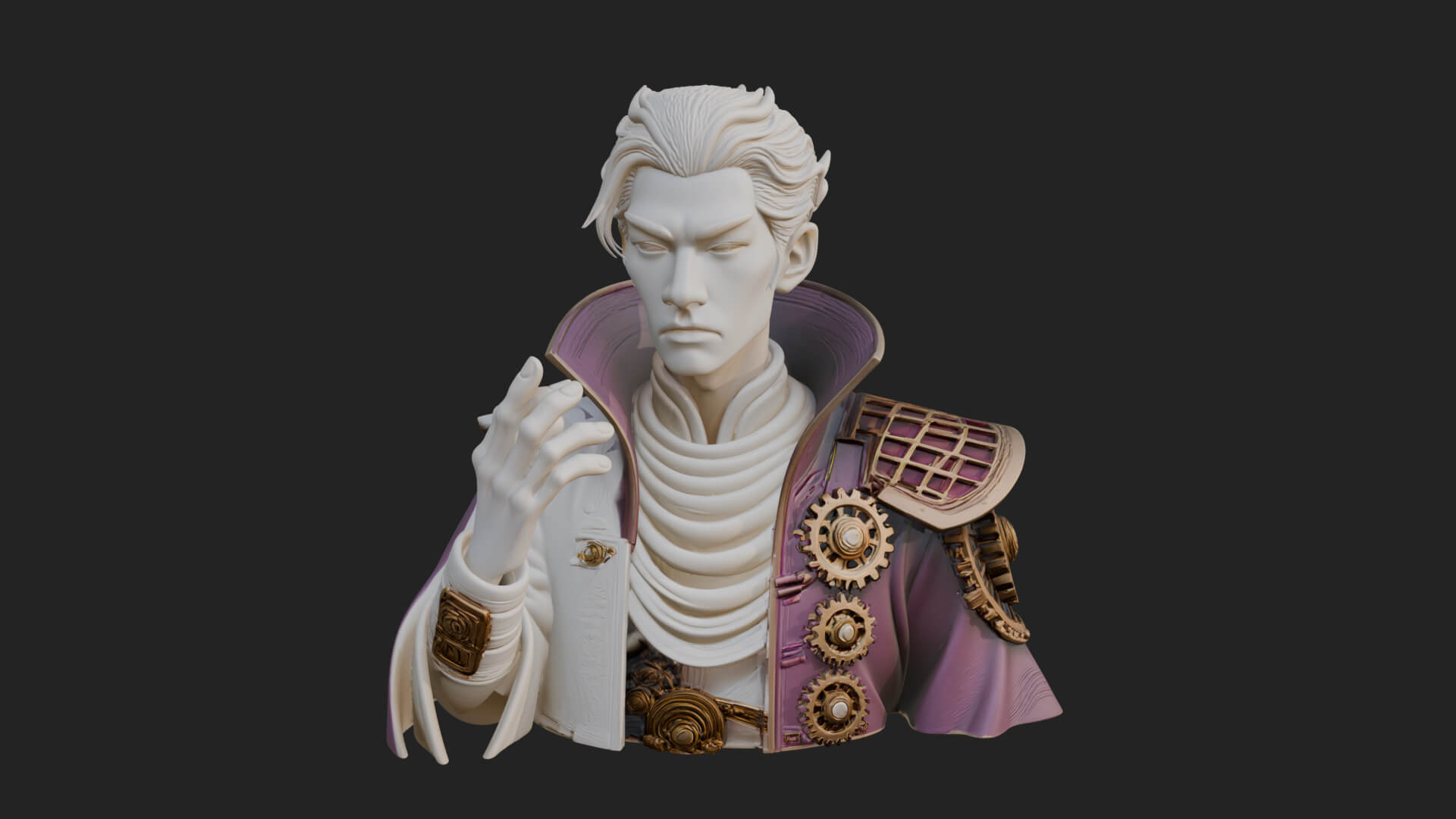 Noble Vampire Bust Statue Design 3 3D Print Model 3D Model
