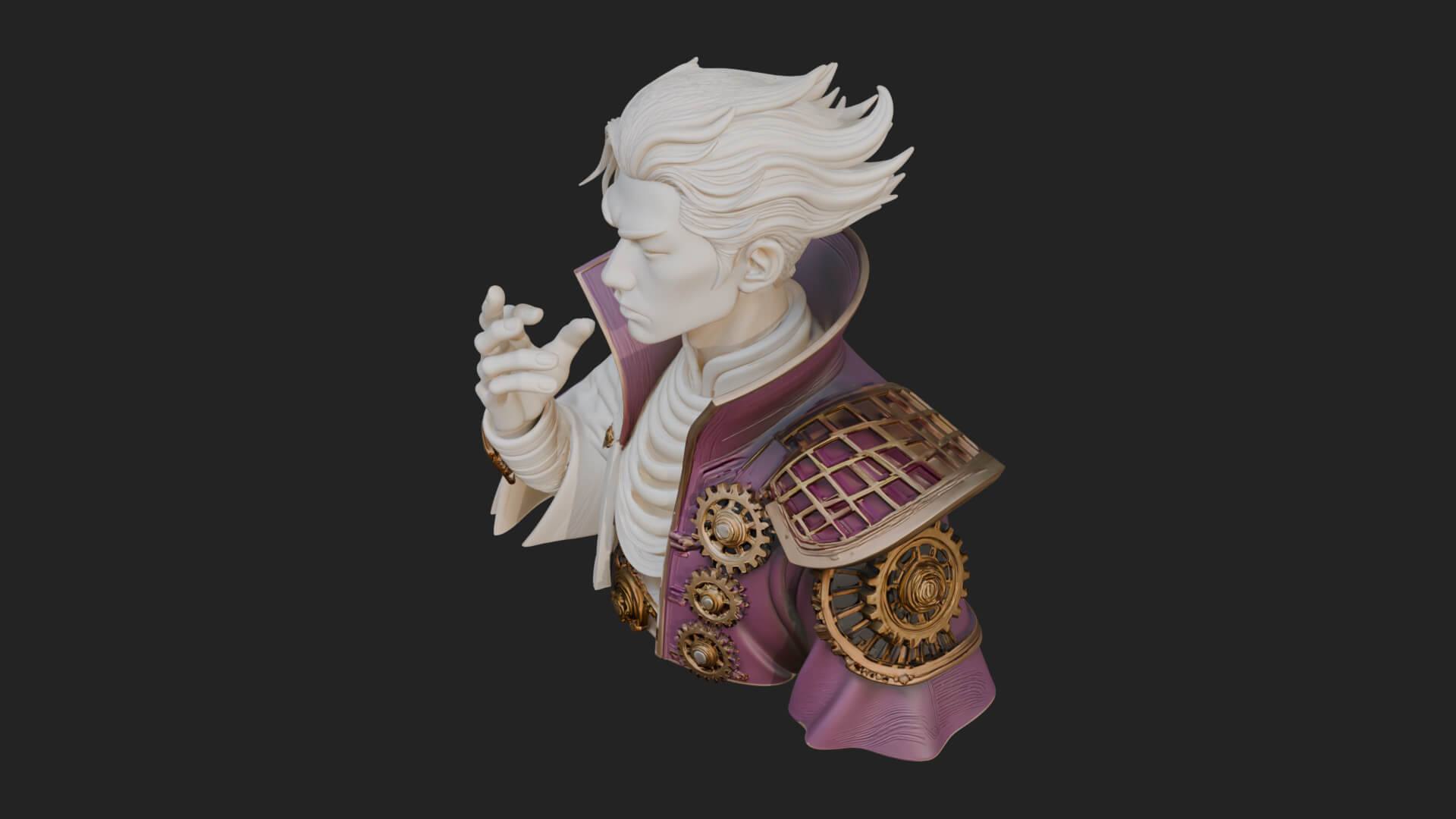 Noble Vampire Bust Statue Design 3 3D Print Model 3D Model