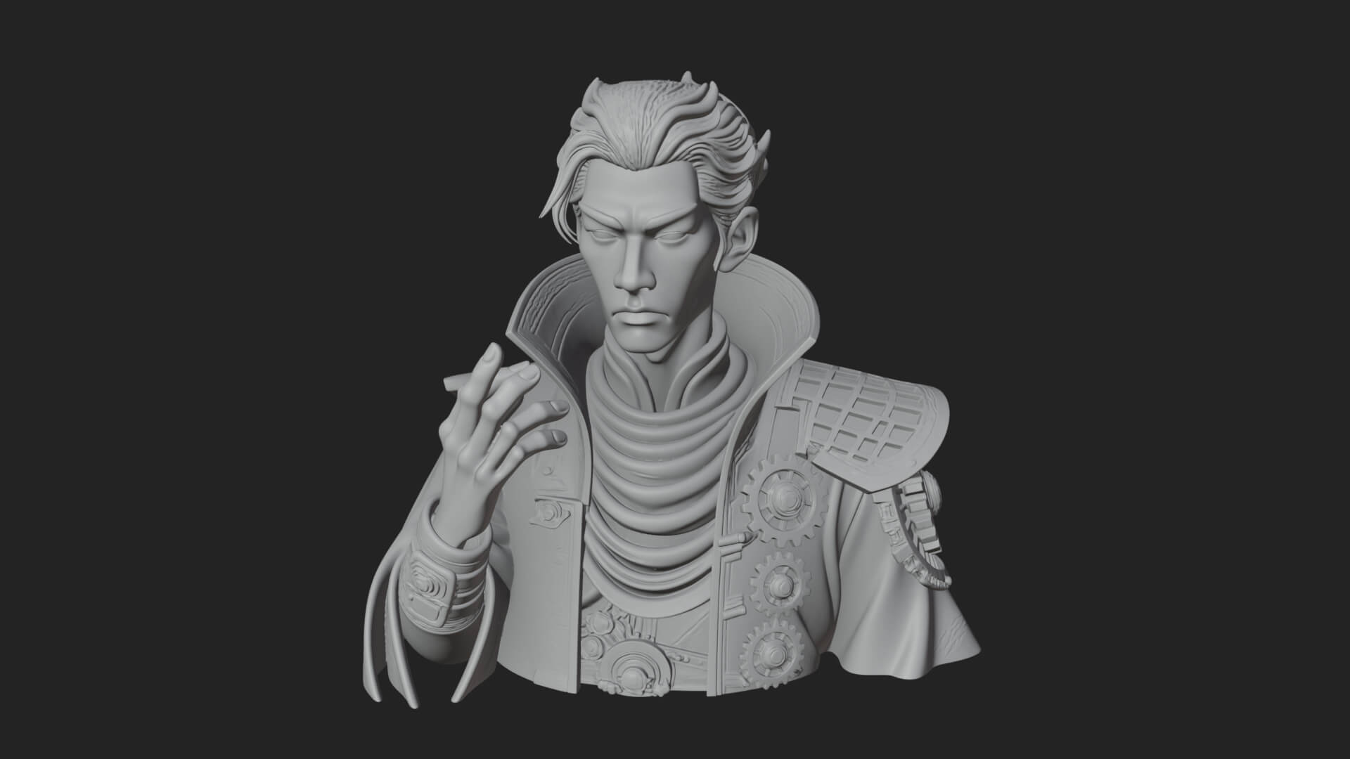 Noble Vampire Bust Statue Design 3 3D Print Model 3D Model