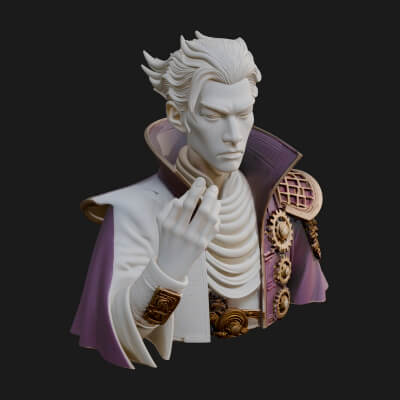 Noble Vampire Bust Statue Design 3 3D Print Model