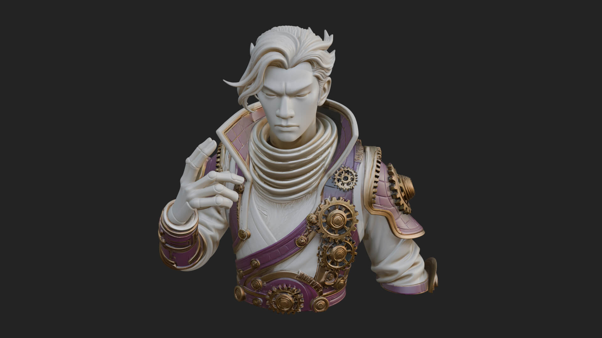 Noble Vampire Bust Statue Design 4 3D Print Model 3D Model