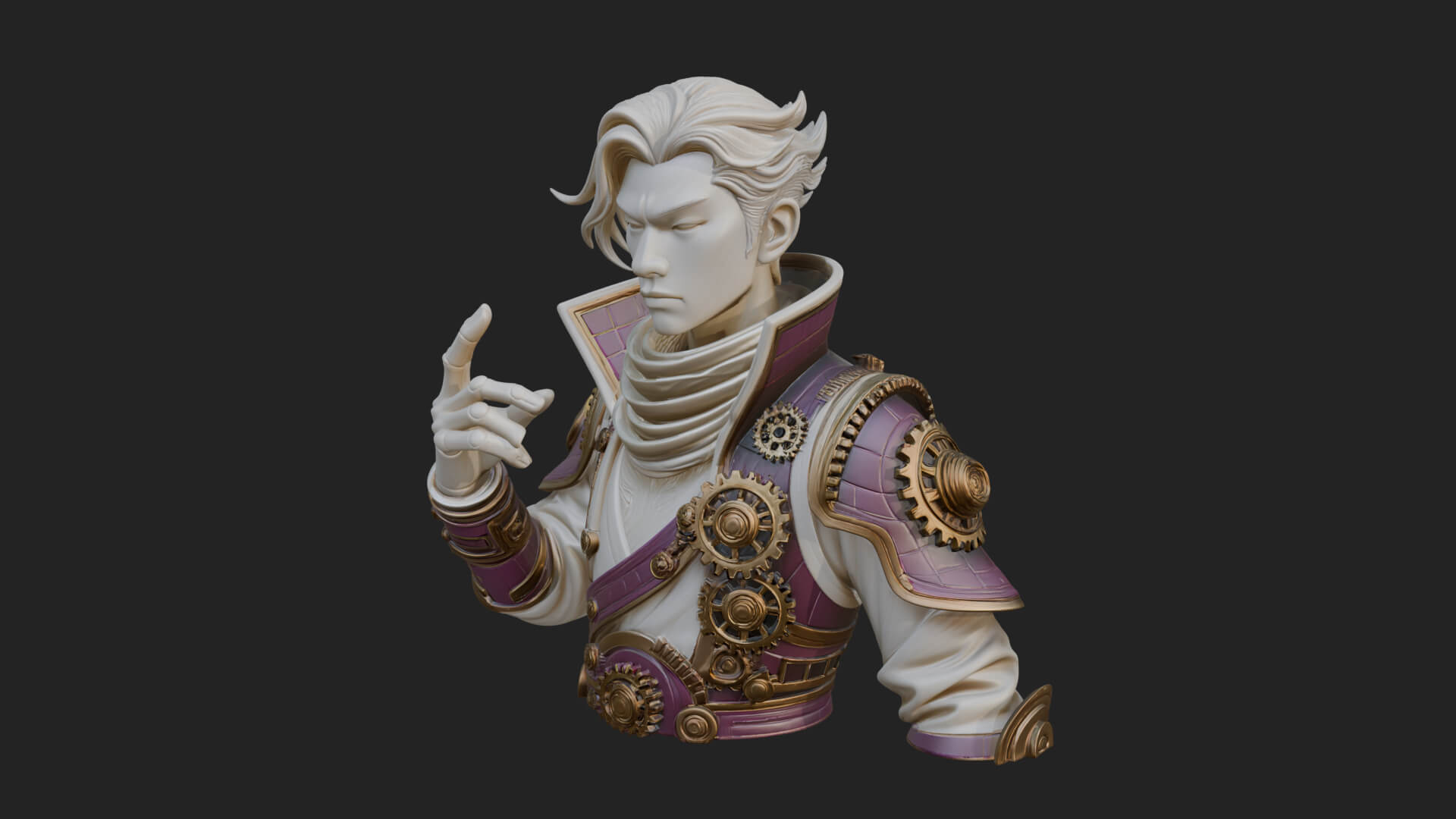Noble Vampire Bust Statue Design 4 3D Print Model 3D Model