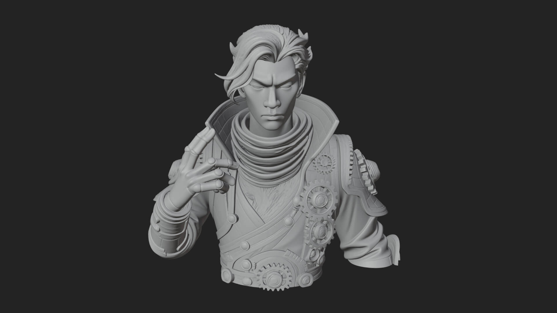 Noble Vampire Bust Statue Design 4 3D Print Model 3D Model