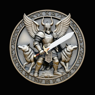 Norse Wolf Warrior Relief Medallion Pendant Design 1 3D P
