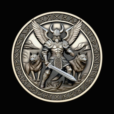 Norse Wolf Warrior Relief Medallion Pendant Design 3 3D P
