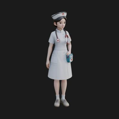 Nurse Woman Statue Design 2 3D Print Model