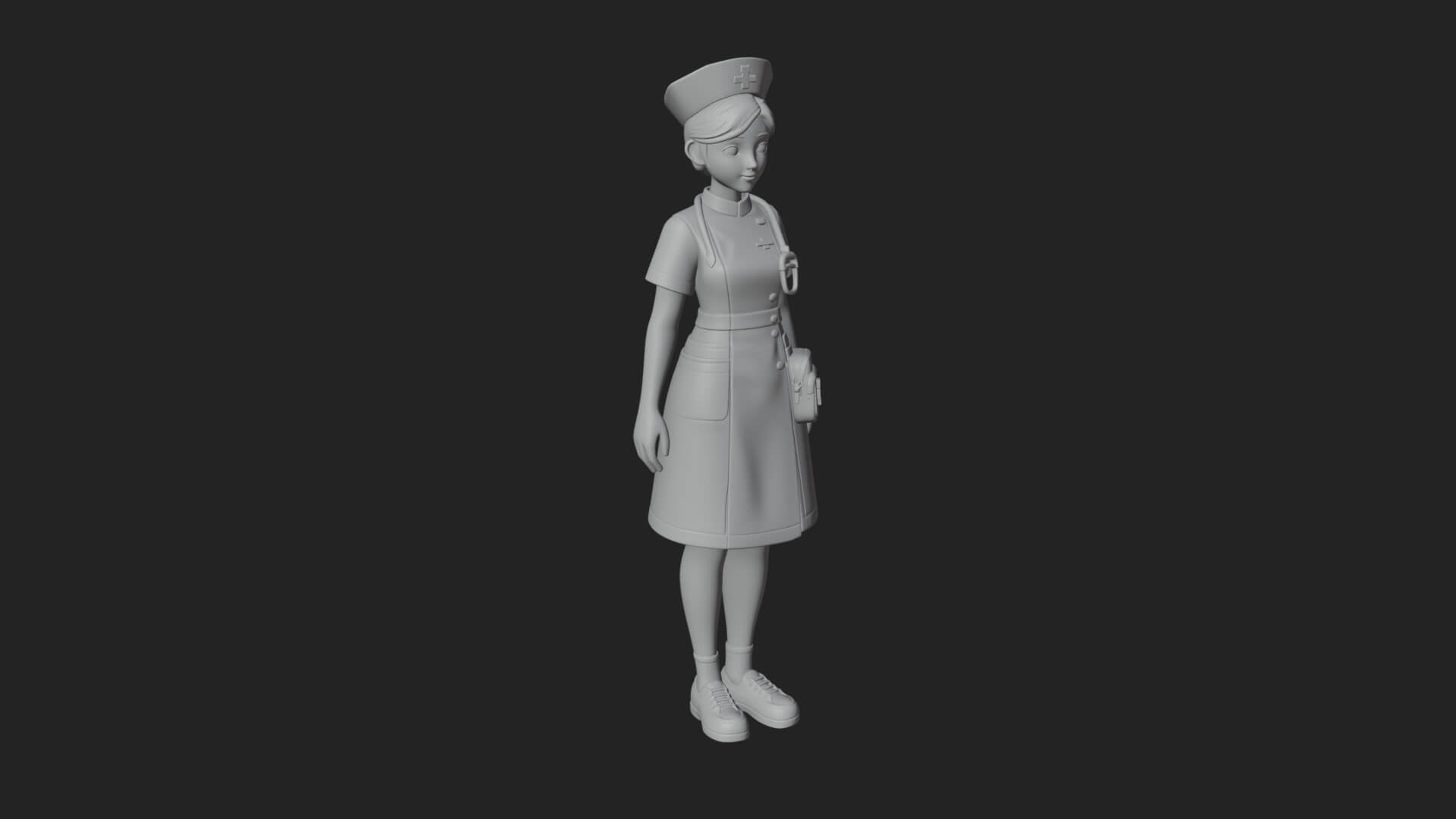 Nurse Woman Statue Design 4 3D Print Model 3D Model
