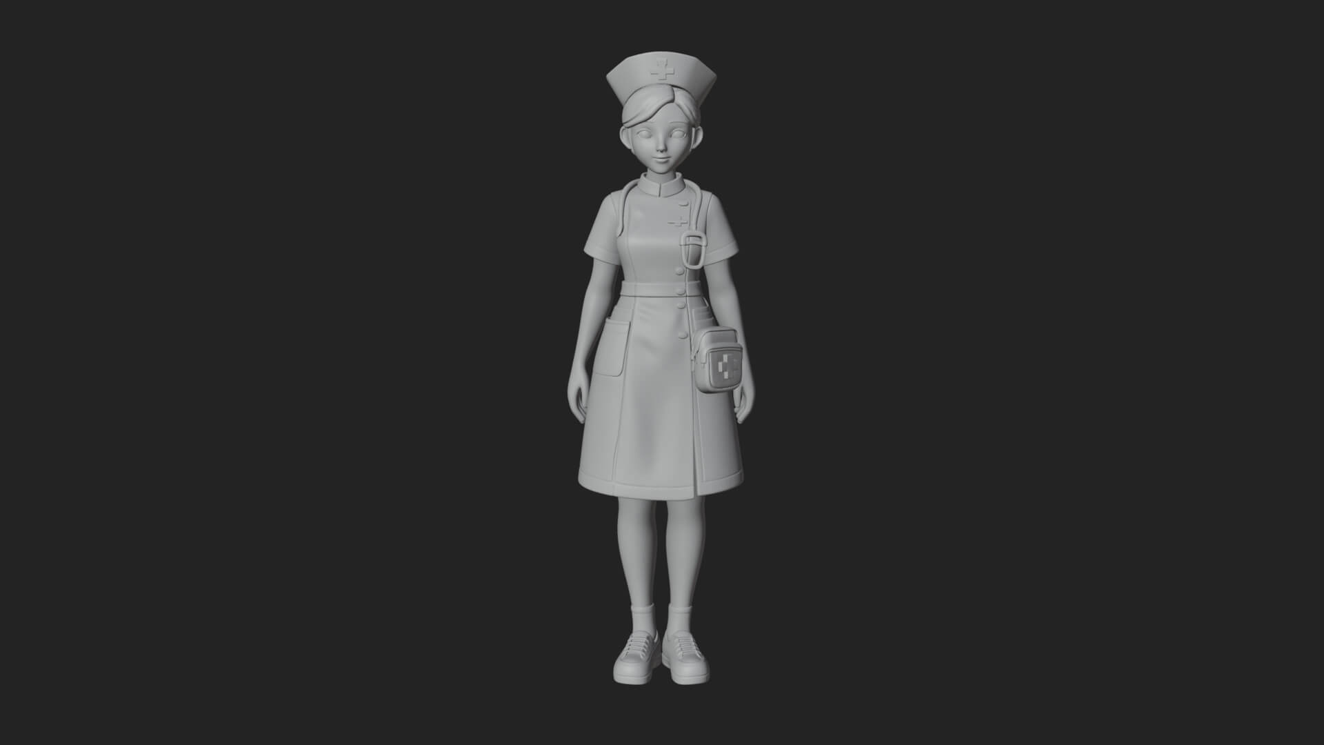 Nurse Woman Statue Design 4 3D Print Model 3D Model