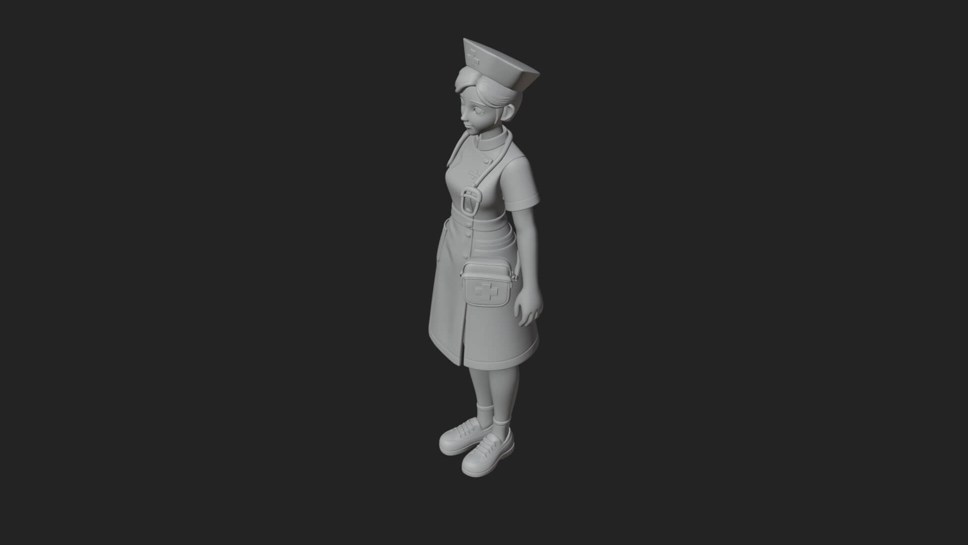 Nurse Woman Statue Design 4 3D Print Model 3D Model