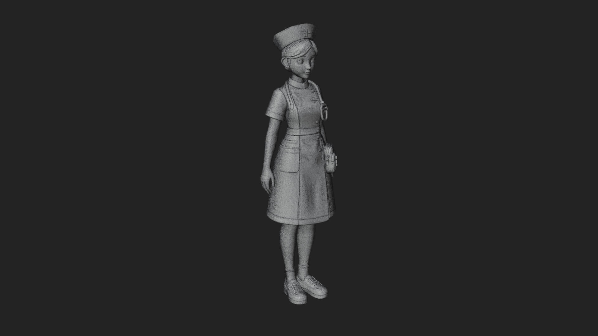 Nurse Woman Statue Design 4 3D Print Model 3D Model