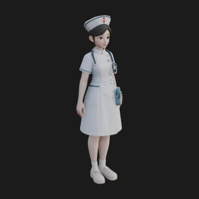Nurse Woman Statue Design 4 3D Print Model