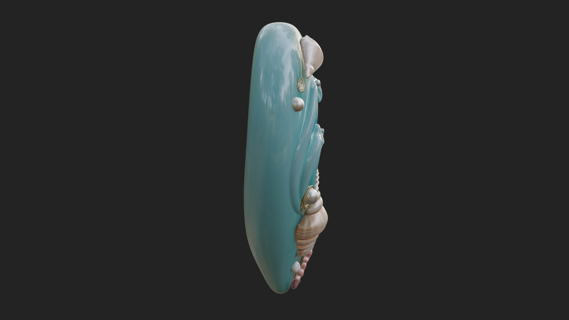 Ocean Wave Shell Heart Plaque Design 1 3d Print Model 3D Model