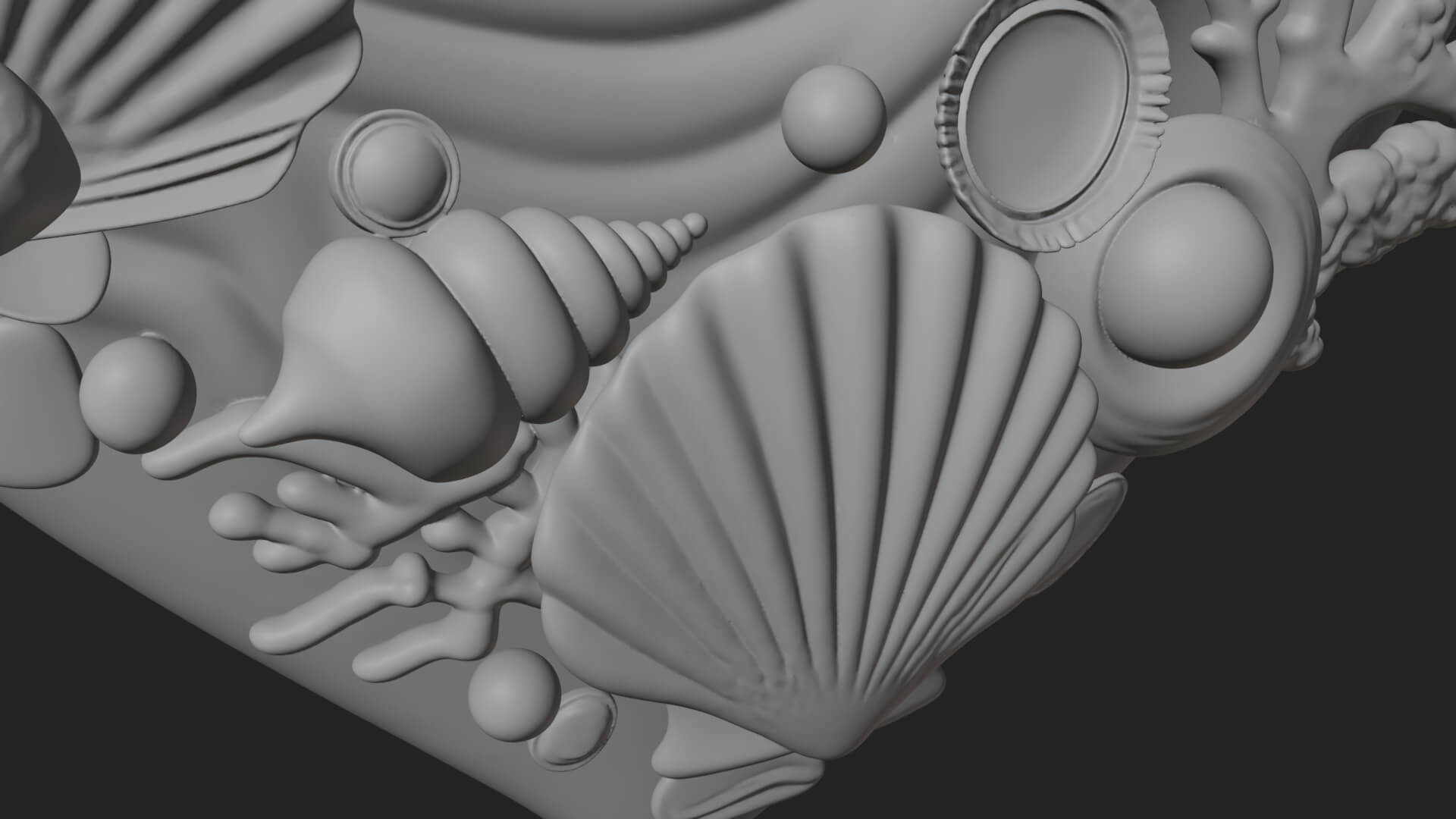 Ocean Wave Shell Heart Plaque Design 2 3D Print Model 3D Model
