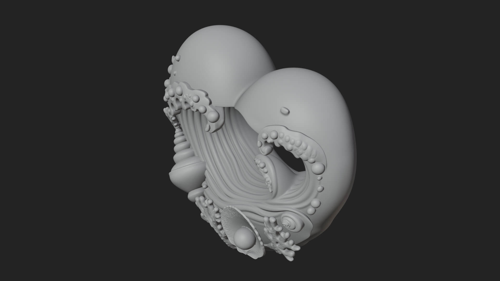 Ocean Wave Shell Heart Plaque Design 3 3D Print Model 3D Model