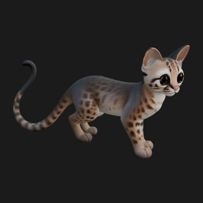 Ocelot Cat Statue Design 1 3D Print Model