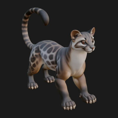 Ocelot Cat Statue Design 11 3D Print Model