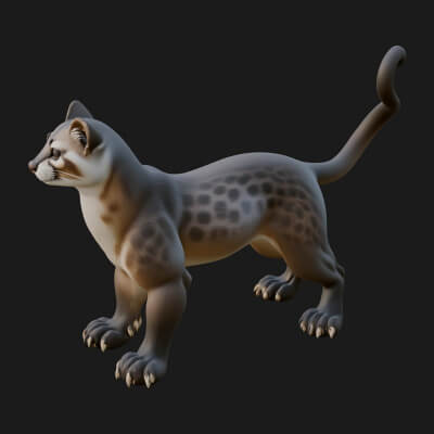 Ocelot Cat Statue Design 4 3D Print Model