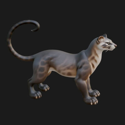 Ocelot Cat Statue Design 5 3D Print Model