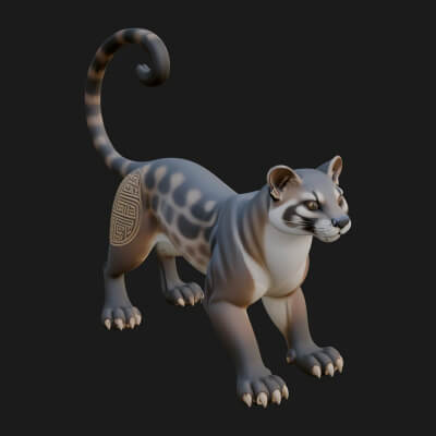 Ocelot Cat Statue Design 7 3D Print Model