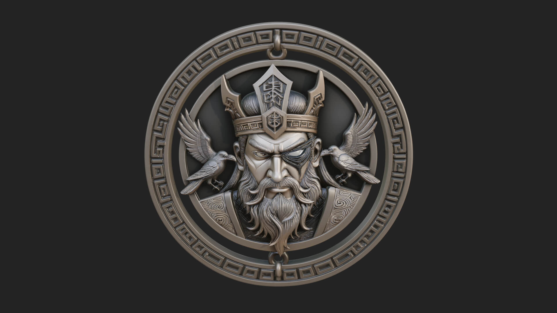 Odin with Ravens Oval Plaque Design 1 3D Print Model 3D Model